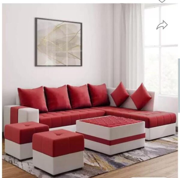 L sofa 6 seater plus center table 1 piece side tool 2